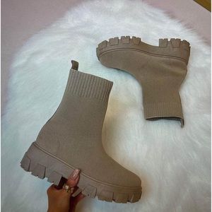 FLORENCE Fawn Chunky Sock Boots